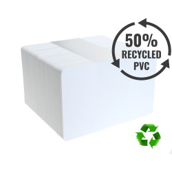 Neutrala vita Plastkort 50 %  Återvunnen PVC