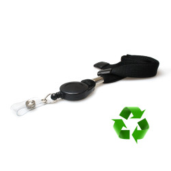 Lanyard Svart 16 mm av polyester med monterad jojjo (pack om 50)