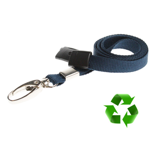 Lanyard Mörkblå 10 mm miljövänlig med metallhummerklämma (pack om 100)