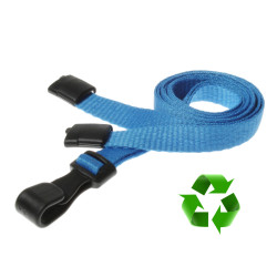 Lanyard Ljusblå 10 mm miljövänlig med plastklämma (pack om 100)
