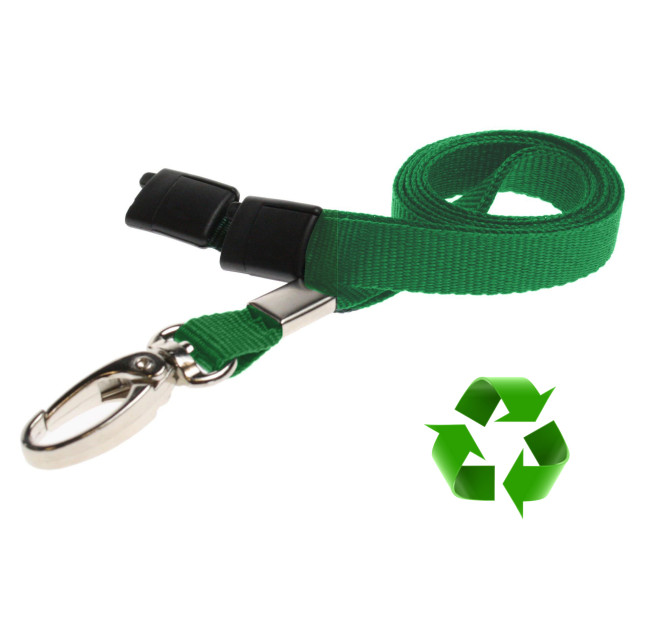 Lanyard Ljusgrön 10 mm miljövänlig med metallhummerklämma (pack om 100)