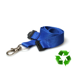 Lanyard Blå 20 mm miljövänlig med metalltriggerklämma (pack om 100)