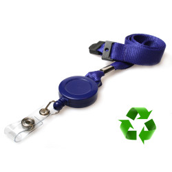 Lanyard Blå 15 mm miljövänlig med monterad jojjo (pack om 50)