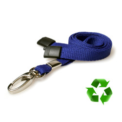 Lanyard Marinblå 10 mm miljövänlig med metallhummerklämma (pack om 100)