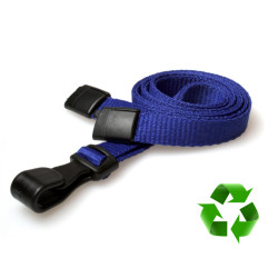 Lanyard Marinblå 10 mm miljövänlig med plastklämma (pack om 100)