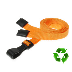 Lanyard Orange 10 mm miljövänlig med plastklämma (pack om 100)
