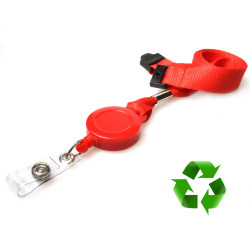 Lanyard Röd 15 mm miljövänlig med monterad jojjo (pack om 50)