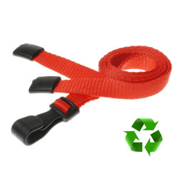 Lanyard Röd 10 mm miljövänlig med plastklämma (pack om 100)