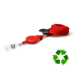 Lanyard Röd 16 mm av polyester med monterad jojjo (pack om 50)