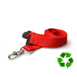 Lanyard Röd 20 mm miljövänlig med metalltriggerklämma (pack om 100)