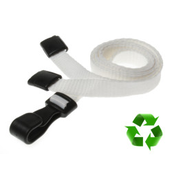 Lanyard Vit 10 mm miljövänlig med plastklämma (pack om 100)