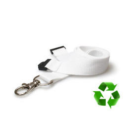 Lanyard Vit 20 mm miljövänlig med metalltriggerklämma (pack om 100)