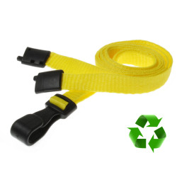 Lanyard Gul 10 mm miljövänlig med plastklämma (pack om 100)