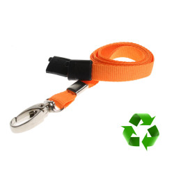 Lanyard Orange 10 mm miljövänlig med metallhummerklämma (pack om 100)