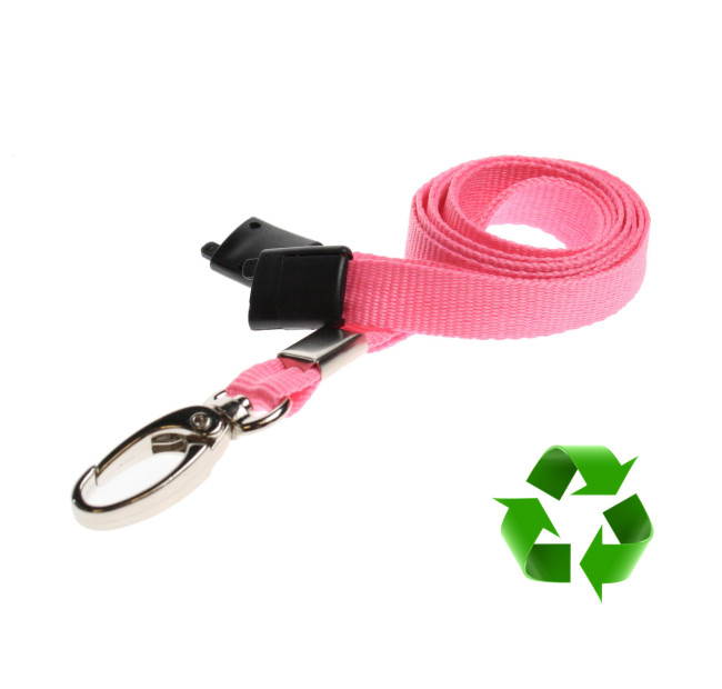 Lanyard Rosa 10 mm miljövänlig med metallhummerklämma (pack om 100)