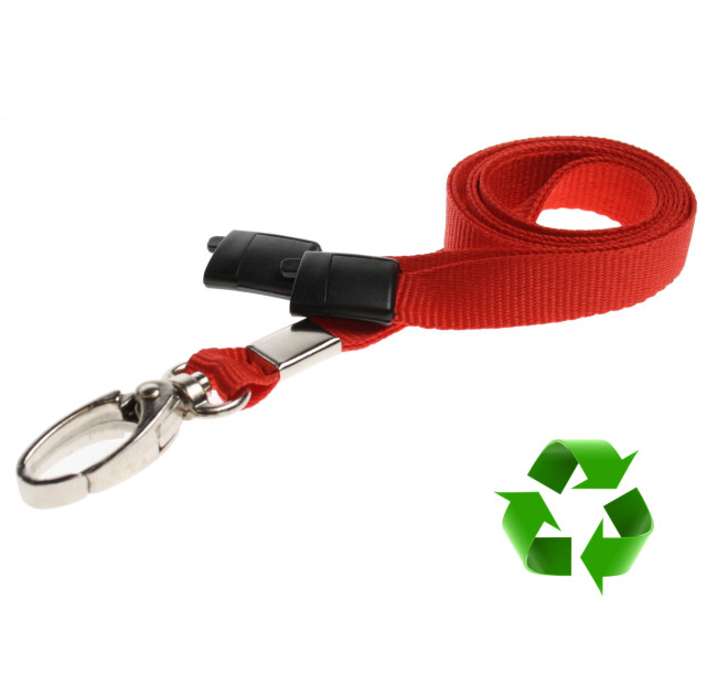 Lanyard Röd 10 mm miljövänlig med metallhummerklämma (pack om 100)