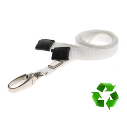 Lanyard Vit 10 mm miljövänlig med metallhummerklämma (pack om 100)