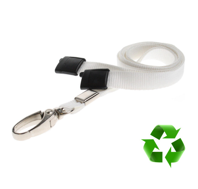 Lanyard Vit 10 mm miljövänlig med metallhummerklämma (pack om 100)