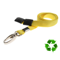 Lanyard Gul 10 mm miljövänlig med metallhummerklämma (pack om 100)