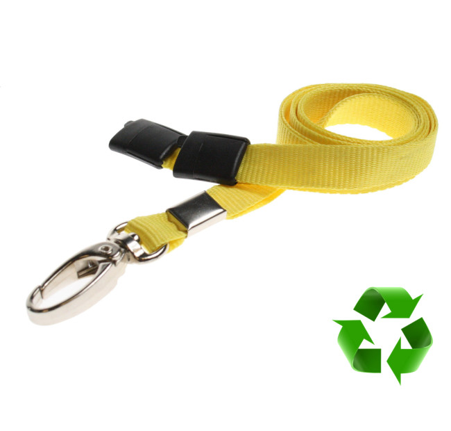 Lanyard Gul 10 mm miljövänlig med metallhummerklämma (pack om 100)