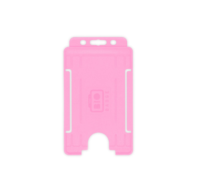 Pink Single-Sided BIOBADGE Open Faced ID Card Holders - Portrait