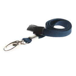 10mm Recycled Plain Dark Blue Lanyards with Metal Lobster Clip