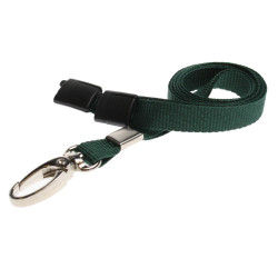 10mm Recycled Plain Dark Green Lanyards with Metal Lobster Clip