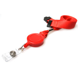 15mm Recycled Plain Red Lanyards with Card Reels