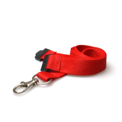 20mm Recycled Red Lanyards with Flat Breakaway and Metal Trigger Clip