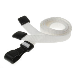 10mm Recycled Plain White Lanyards with Plastic J Clip