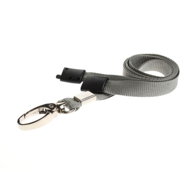 Lanyard Grå 10 mm miljövänlig med metallhummerklämma (pack om 100)