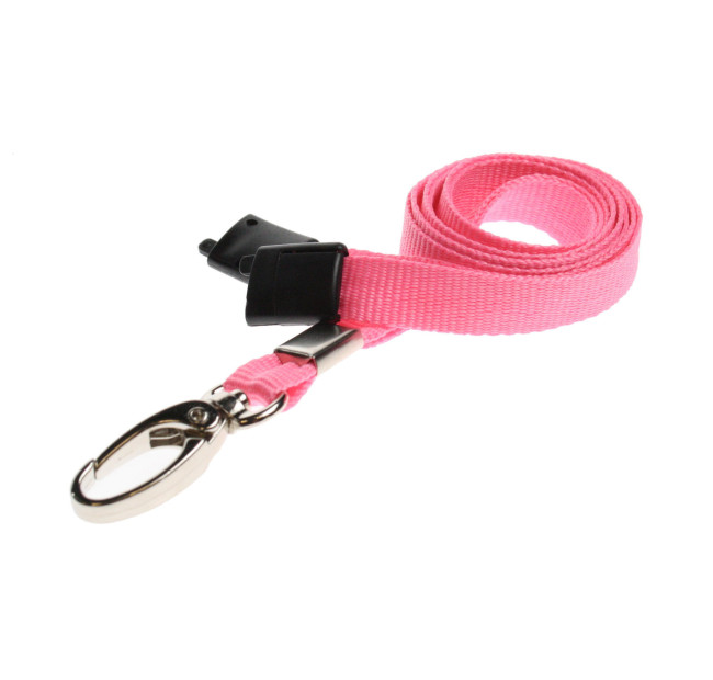 Lanyard Rosa 10 mm miljövänlig med metallhummerklämma (pack om 100)