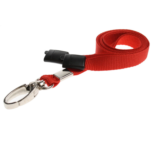 Lanyard Röd 10 mm miljövänlig med metallhummerklämma (pack om 100)