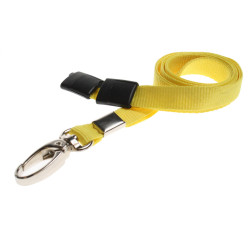 10mm Recycled Plain Yellow Lanyards with Metal Lobster Clip